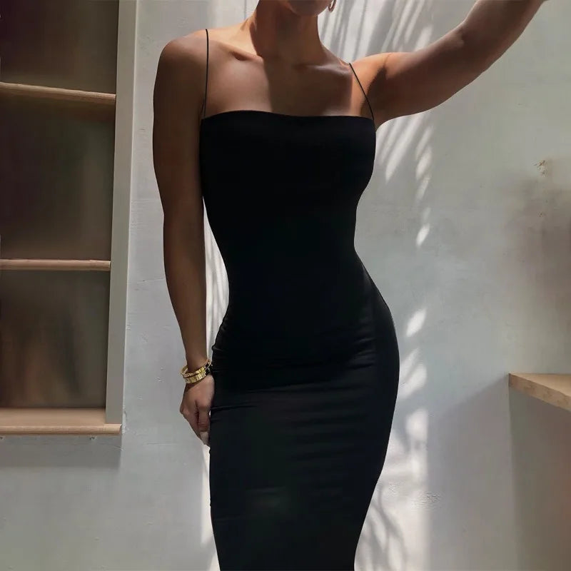 Women's Sleeveless Bodycon Ankle-Length Strap Dress